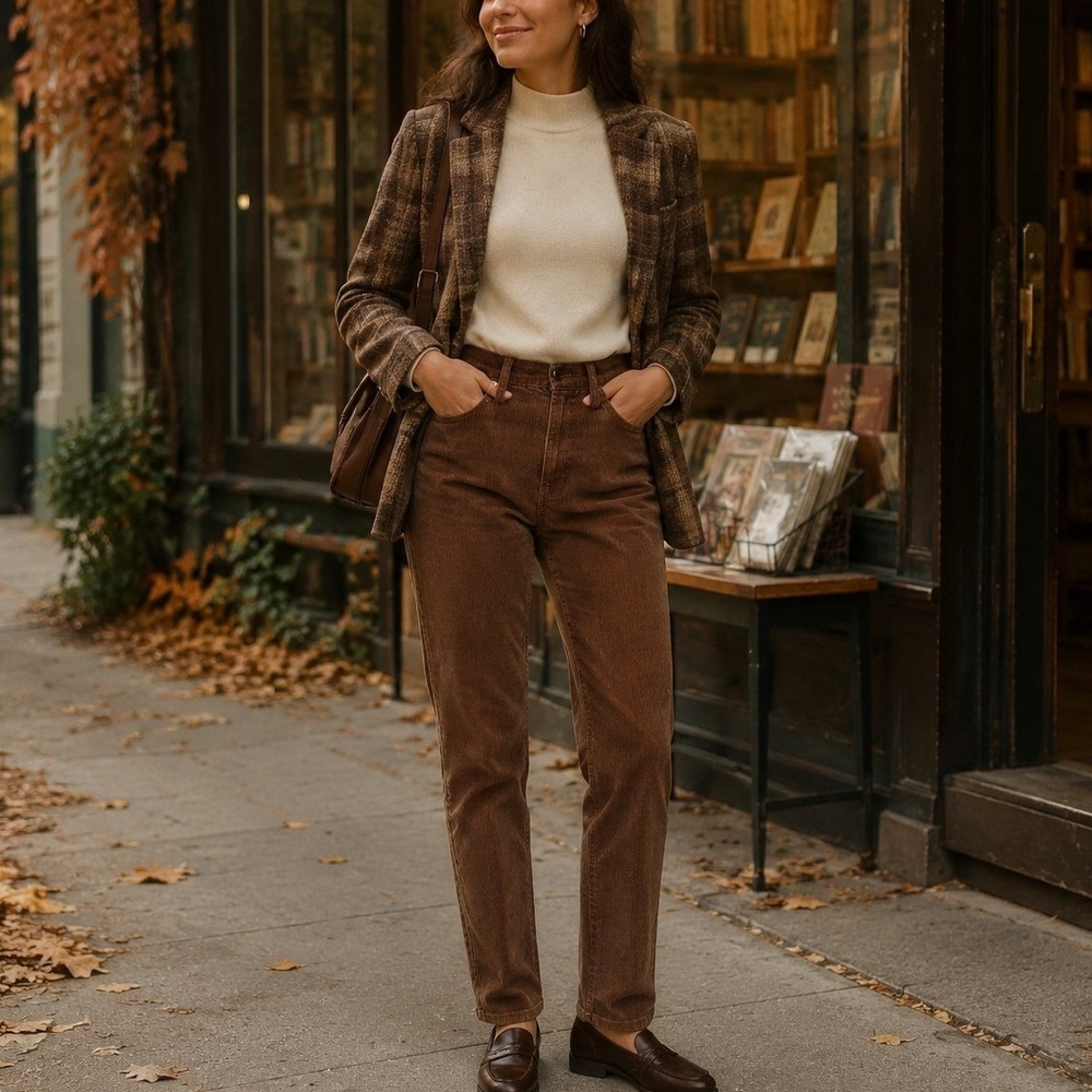 Gap High Rise Vintage Slim Corduroy Pants 2/26R Sierra Brown Straight Leg 70s